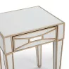 Table de chevet 45x40x60 cm Miroir Verre Blanc MDF Doré