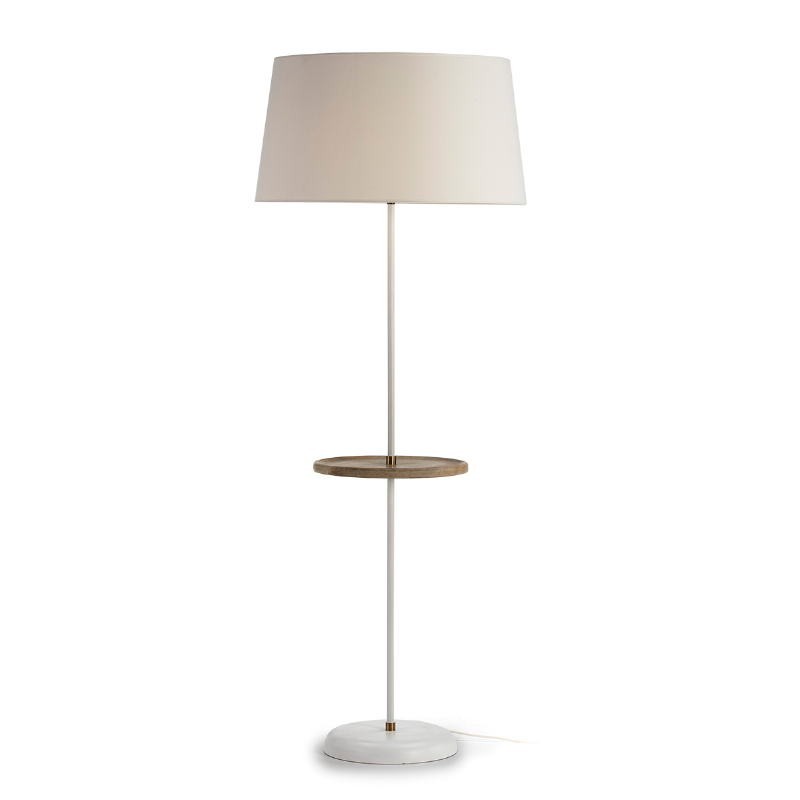 Lampadaire sans abat-jour 35x30x130 Bois Métal Blanc Doré