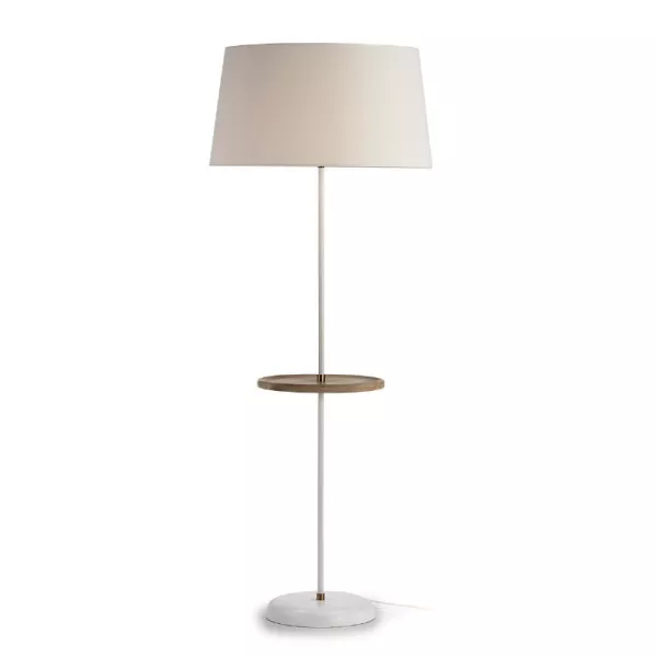 Lampadaire sans abat-jour 35x30x130 Bois Métal Blanc Doré