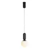 Lampe suspendue 12x12x25 Métal Noir Verre Blanc