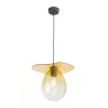 Lampe suspendue 34x33x31 Métal Noir Verre Ambre