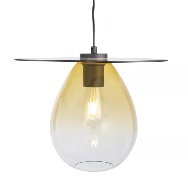 Lampe suspendue 34x33x31 Métal Noir Verre Ambre