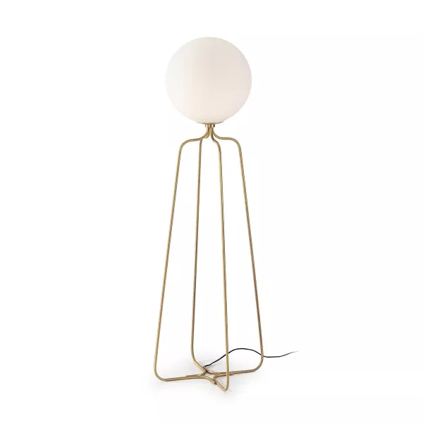 Lampadaire 51x37x170 Métal Doré Verre Blanc