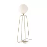 Lampadaire 51x37x170 Métal Doré Verre Blanc