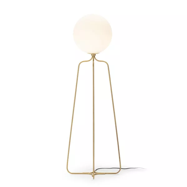 Lampadaire 51x37x170 Métal Doré Verre Blanc