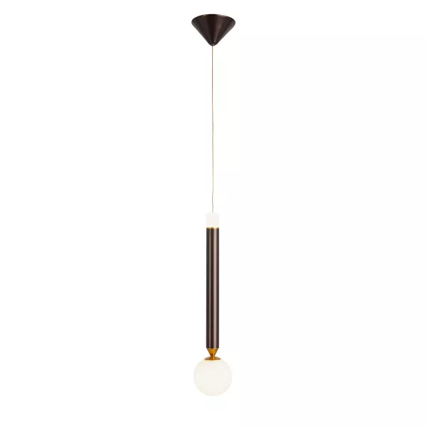 Lampe suspendue 8x8x38 Aluminium Brun Doré Verre Blanc