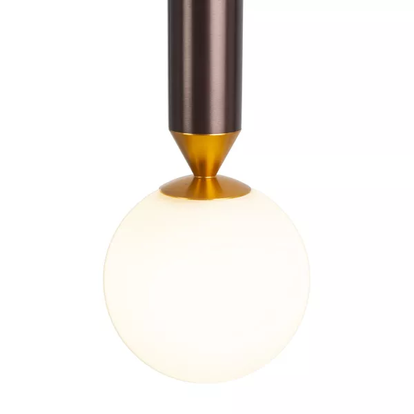 Lampe suspendue 8x8x38 Aluminium Brun Doré Verre Blanc