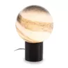 Lampe de Table 25x25x37 Verre Blanc Brun Marbre Noir