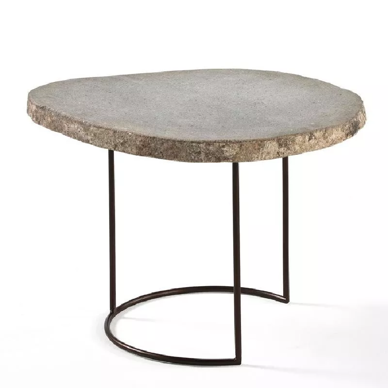 Table d'appoint, bout de canapé, bout de canapé 50x37 aprox. Métal Pierre Gris