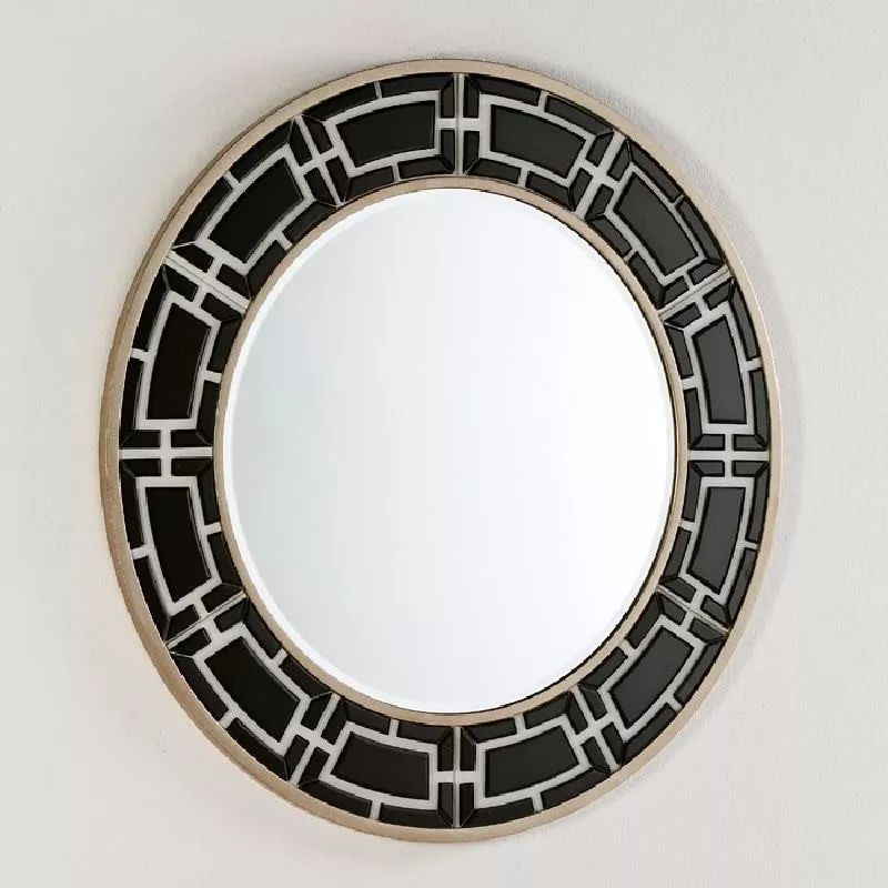 Miroir 110x2x110 Verre Noir et Blanc