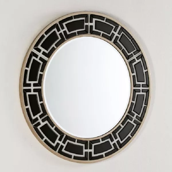 Miroir 110x2x110 Verre Noir et Blanc