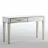 Console 2 tiroirs 133x40x78 Miroir Verre Blanc MDF Doré