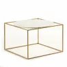 Table d'appoint, bout de canapé 60x60x40 Métal Doré Marbre Blanc