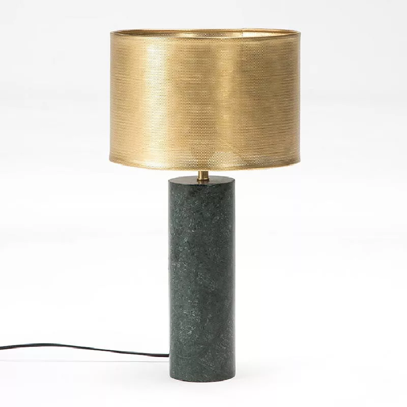 Table Lamp 11X11X40 Marble Green With Lampshade Metal Bronze (28X19) to associate with Modern Table Lamps For A Stylish Interior