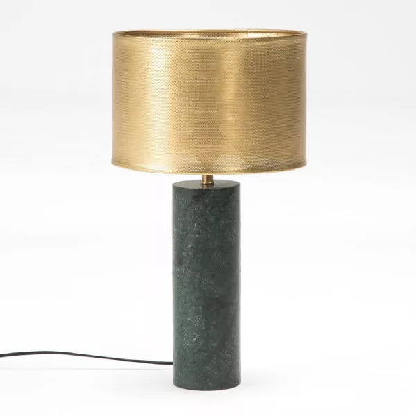 Table Lamp 11X11X40 Marble Green With Lampshade Metal Bronze (28X19) to associate with Contemporary Leather Table Lamps