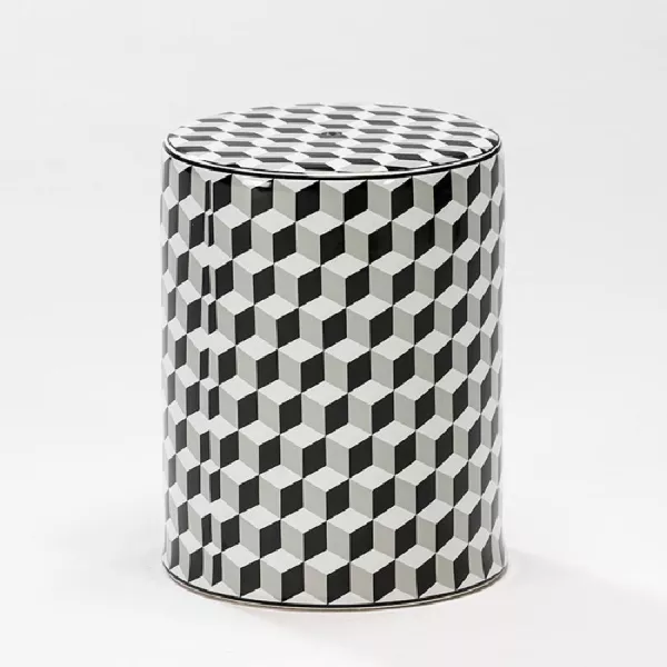 Tabouret bas 33x43 Céramique Blanc Noir Gris