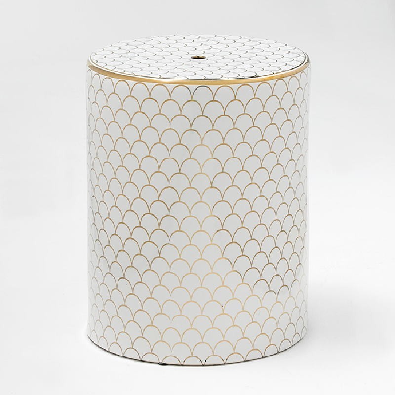 Tabouret bas 33x43 Céramique Blanc Doré Modèle 3