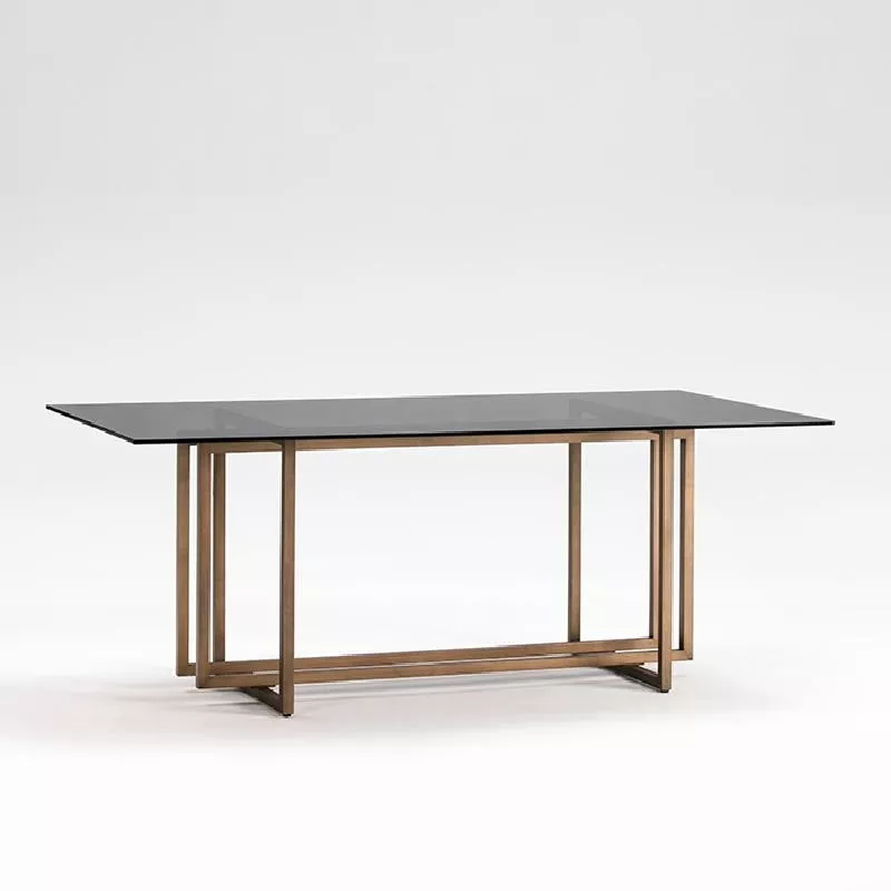 Dining Room Table 190X100X75 Glass Smoked Metal Golden to associate with High Quality Solid Wood Dining Table