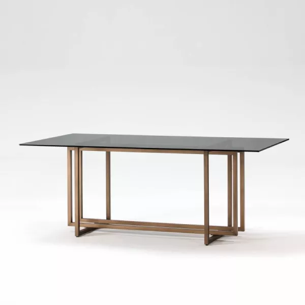 Dining Room Table 190X100X75 Glass Smoked Metal Golden to associate with Comfortable Dining Table For Office