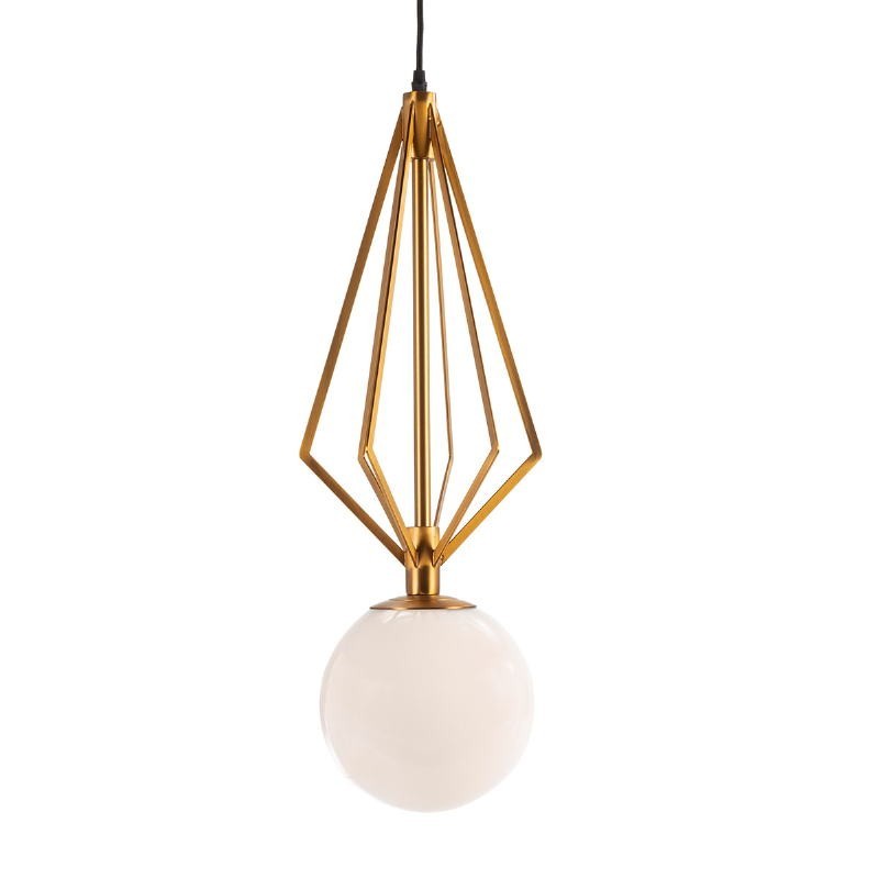 Lampe suspendue 23x23x68 Verre Blanc Métal Doré