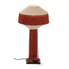 Lampe de Table avec abat-jour 30x30x62 Métal Noir Lin Naturel tissu Ocre