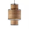 Lampe suspendue 20x20x38 Métal Noir Rotin Naturel