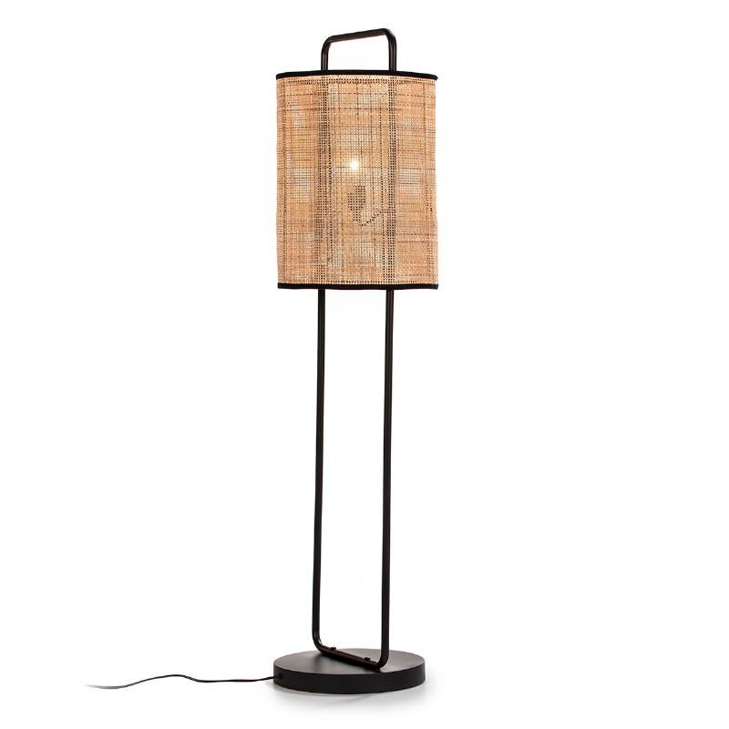 Standard Lamp 33X33X134 Metal Black Rattan Natural to associate with High Quality Solid Wood Floor Lamps