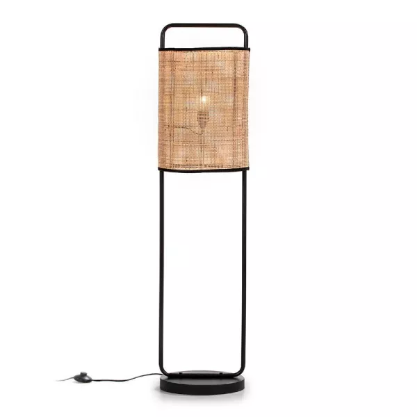 Standard Lamp 33X33X134 Metal Black Rattan Natural to associate with Stackable Floor Lamps to Save Space