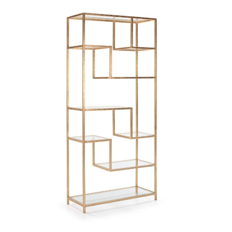 Shelf 91X38X203 Glass Metal Golden to associate with Comfortable Shelves For Office