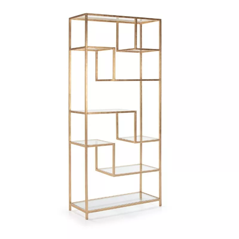 Shelf 91X38X203 Glass Metal Golden to associate with Comfortable Shelves For Office