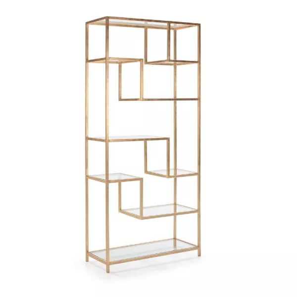 Regale 91X38X203 Glas / Metall Golden mit assoziieren Skandinavische Regale mit klarem Design