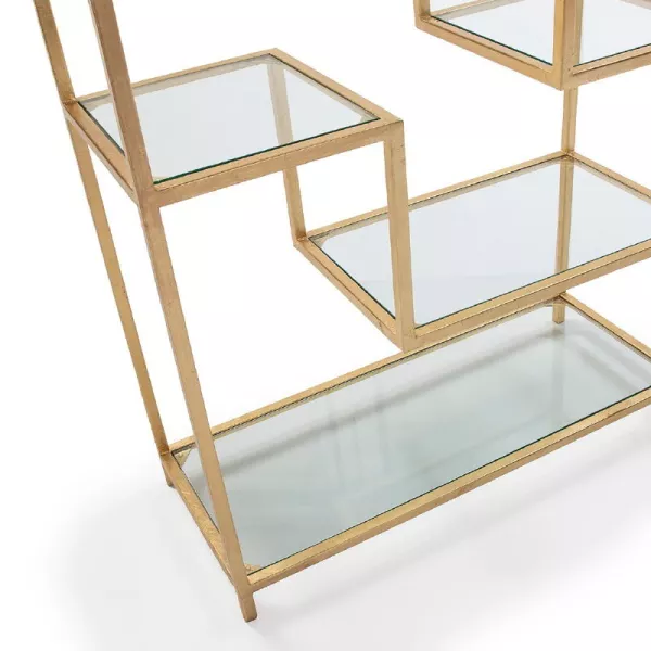 Shelf 91X38X203 Glass Metal Golden to associate with Contemporary Leather Shelves