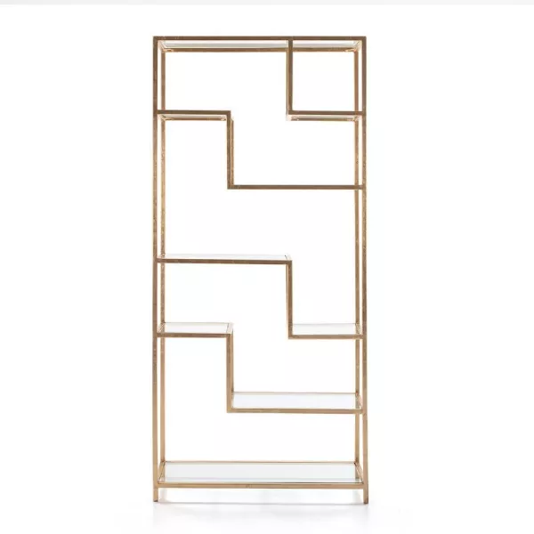 Shelf 91X38X203 Glass Metal Golden to associate with Scandinavian Shelves With a Clean Design