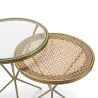 Set 2 Tavolo Ausiliare 49X49X67 Vetro Rattan Metallo Dorato associarsi a Tavolini imbottiti per un comfort ottimale