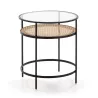 Tavolo Ausiliare 55X55X62 Vetro Rattan Metallo Nero associarsi a Tavolini Scandinavi Dal Design Pulito