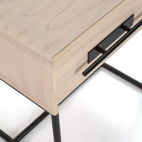 Table de chevet 1  tiroir 50x45x54 Bois Naturel Métal Noir