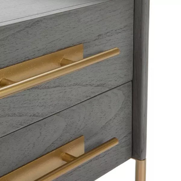 Nachttisch 2 Schubladen 50X45X54 Holz Grau/Metall Golden Modell 2 mit assoziieren Skandinavisches Bett mit Kopfteil, Nachttisch 