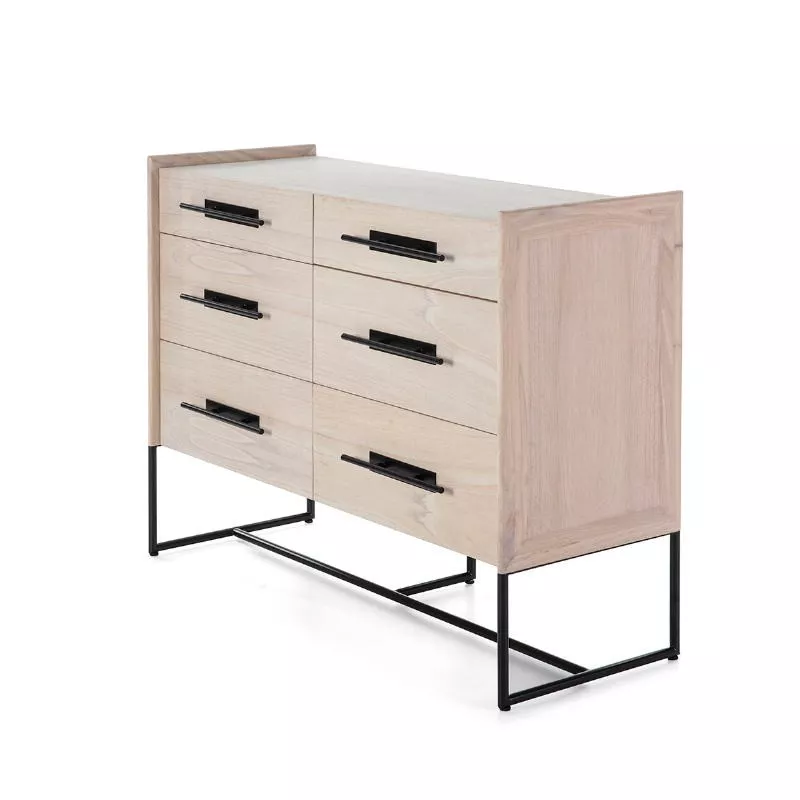 Commodes 120x45x93 Bois Naturel Métal Noir