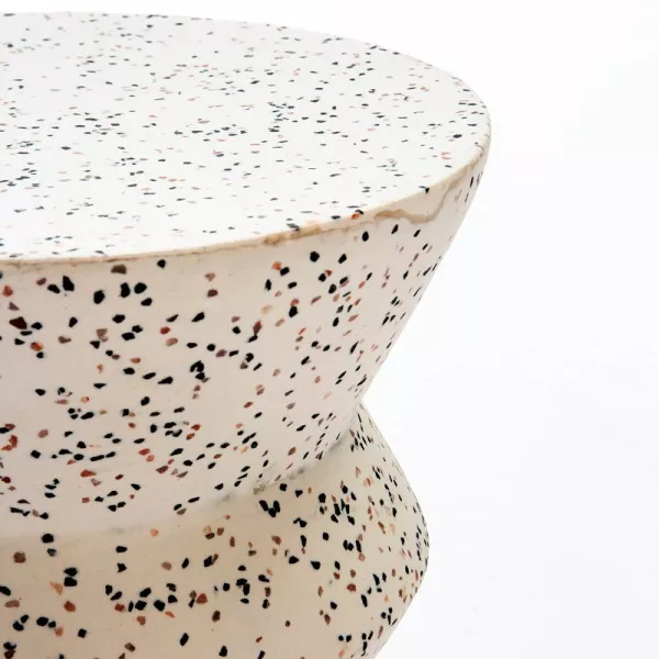 Tabouret bas 35x35x46 Époxi Terrazzo Blanc