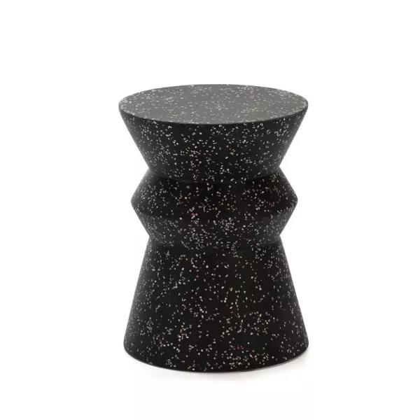 Tabouret bas 35x35x46 Époxi Terrazzo Noir