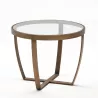 Table d'appoint, bout de canapé 60x46 Verre Métal Bronze