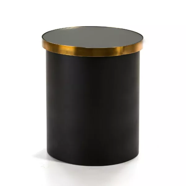 Table d'appoint, bout de canapé 43x43x51 Verre Métal Doré Noir