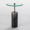 Table d'appoint, bout de canapé 39x39x57 Verre Métal Marbre Noir