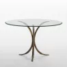 Dining Room Table 120X120X77 Glass Wrought Iron Golden to associate with Rattan Dining Table For A Natural Style