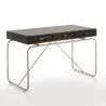 Bureau 120x60x76 Métal Doré Bois Noir