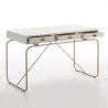 Bureau 120x60x76 Métal Doré Bois Blanc