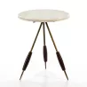 Table d'appoint, bout de canapé 38x38x46 Métal Doré Marbre Blanc