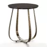 Table d'appoint, bout de canapé 50x50x62 Marbre Noir Métal Doré