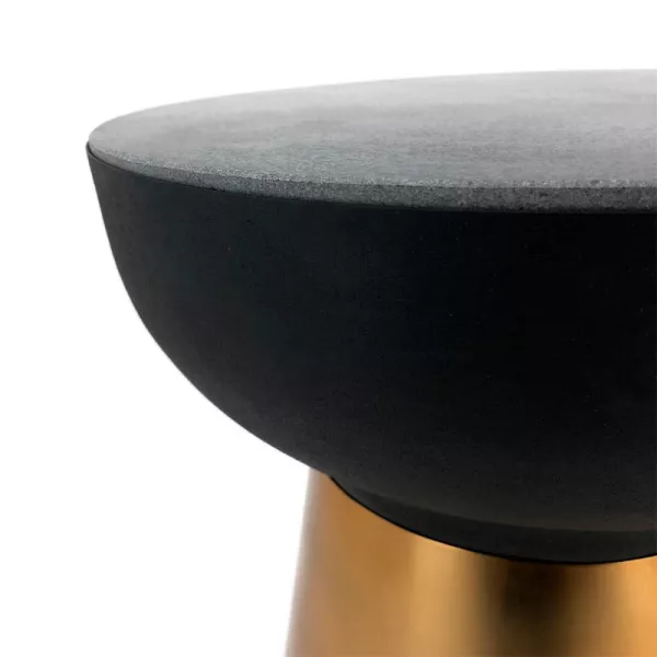 Table d'appoint, bout de canapé 40x40x43 Granit Noir Métal Doré Noir