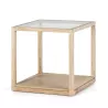 Table d'appoint, bout de canapé 60x60x60 Verre Bois naturel blanchi